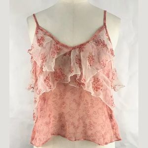 Free People coral tiered tank top size small